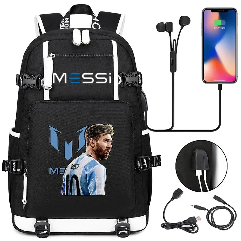 messi-sac à dos camsolomon pour adolescents, sac d'école pour filles, garçons, femmes, hommes, cartable pour étudiants du milieu, grand ordinateur portable