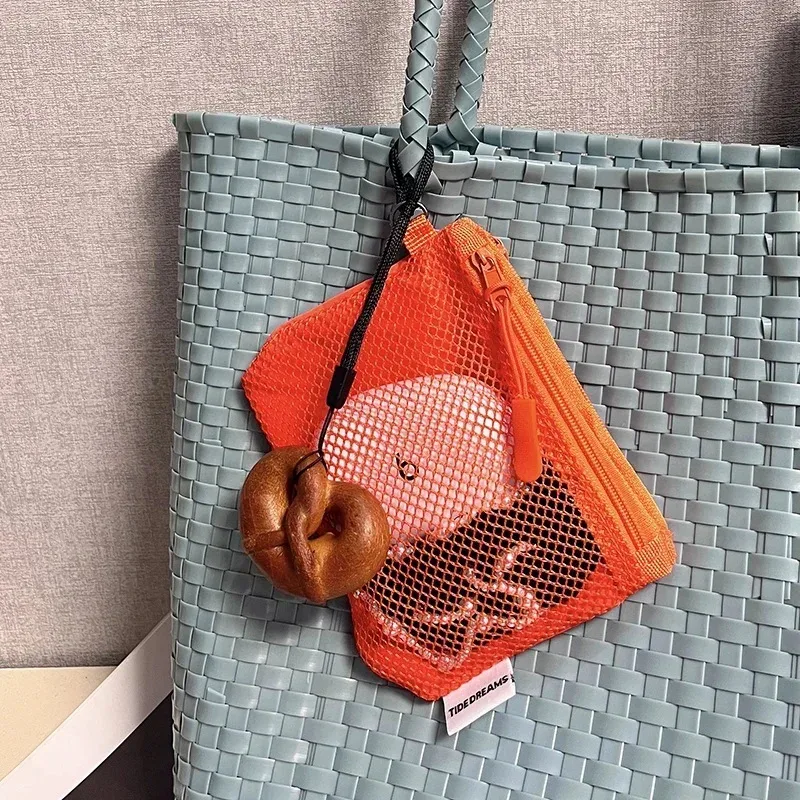 organisateur voyage polyester gris blanc orange jaune perles canard porte clés petit sac carré ovale rectangulaire cosmétiques transport pratique compact