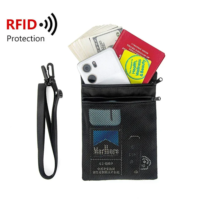 pochette de voyage, portefeuille de cou, porte-passeport familial, étui de rangement avec blocage rfid, multi-poches, étui de crédit pour documents de passeport