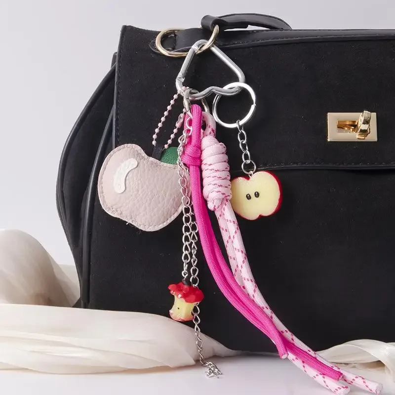 modish cuir miniature ours tissé laçage sac à dos parure bricolage porte-clés sac à main ajout