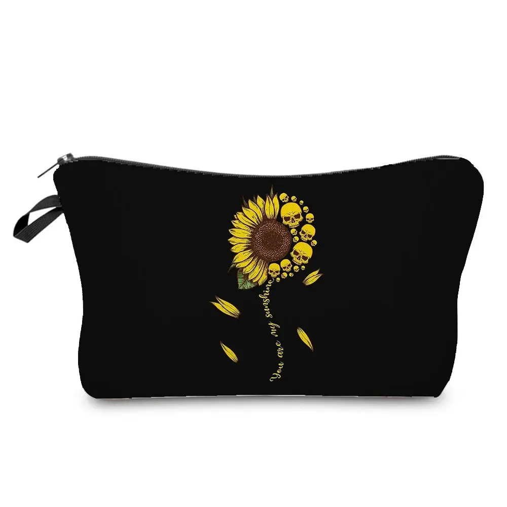 sacs à cosmétiques imprimés de crâne pour femmes, pochette de maquillage de personnalité, sac de rangement de voyage portable, étuis de rangement de rouge à lèvres, sac de maquillage à fermeture éclair