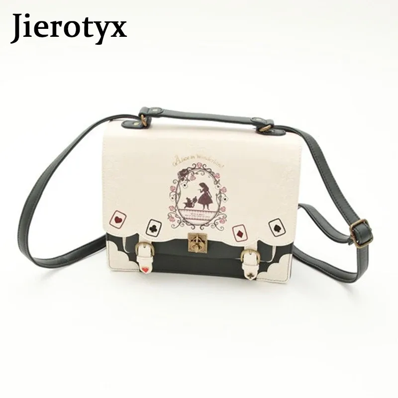 jierotyx femmes sac à dos fille alice sac au pays des merveilles école sac à dos sac femmes sacs à main sac noir gothique punk style offre spéciale