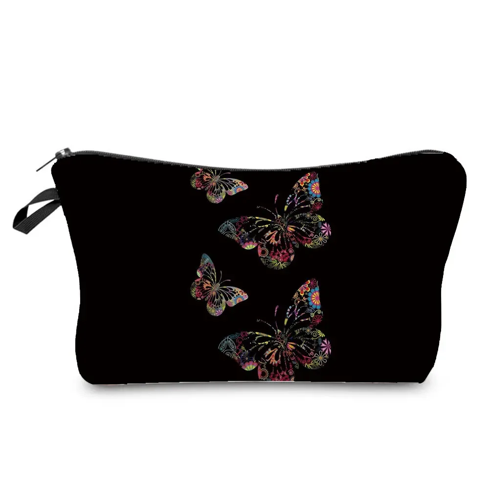 sac à cosmétiques imprimé papillon pour femmes, trousse à crayons d'école pratique avec animaux, mini sac de rangement de voyage, sacs de maquillage pour dames