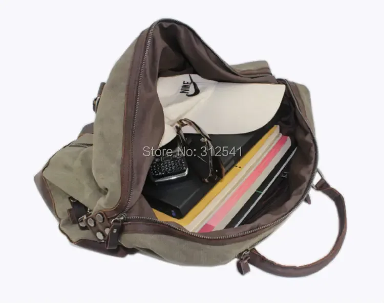 sacs de voyage vintage militaires en toile et cuir pour hommes, sacs à main, sacs de voyage, sacs de week-end de grande taille, sacs de nuit.