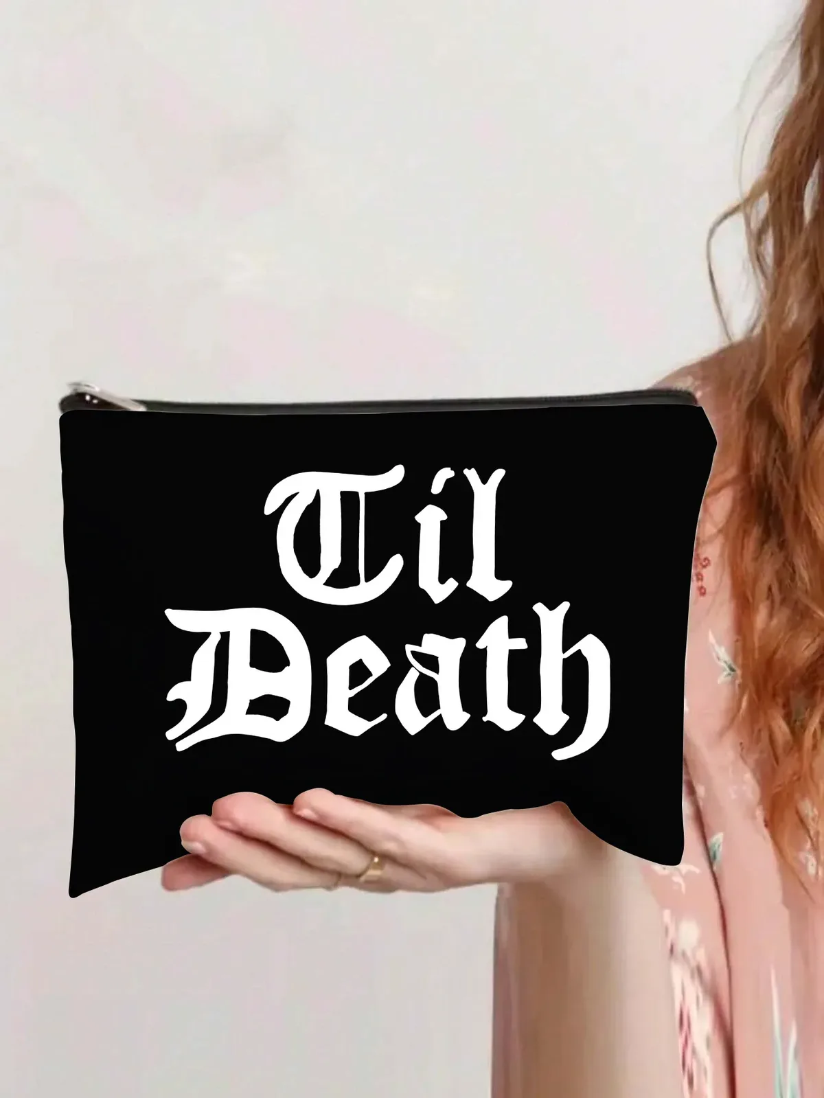 sacs de maquillage en toile imprimée à lettres, best-sellers, sacs de rangement artistiques et de niche pour cosmétiques de voyage portables, pochette zippée