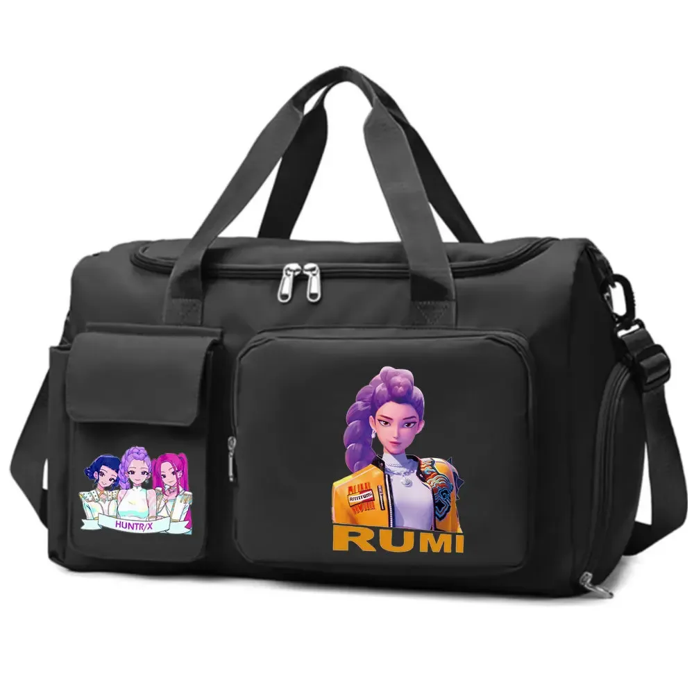 kpop demon hunters – bagage à main de grande capacité pour filles et garçons, sac de sport et de fitness avec séparation sec-humide, sac de voyage pour courtes distances
