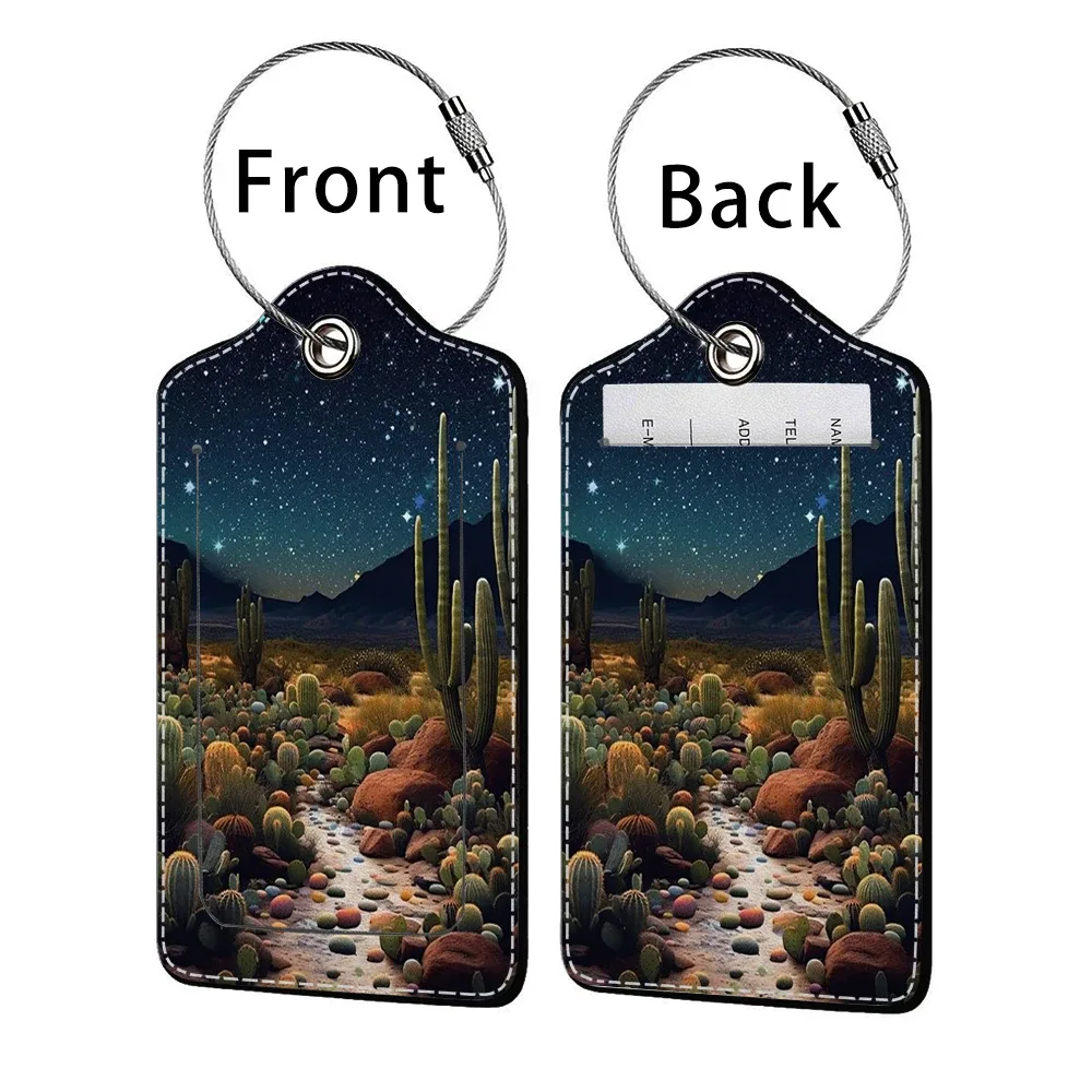 promotion étiquette de bagage en cuir à motif d'horreur, étiquette d'adresse pour valise, étiquette d'embarquement pour bagage, clip pour nom, identifiant et adresse