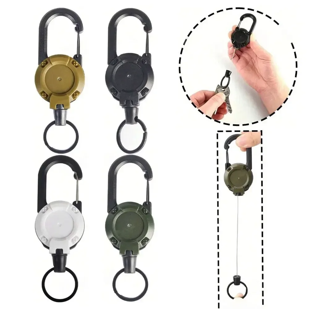 mini sac à dos rétractable, porte-clés de camping en plein air, tactique, boucle de traction facile, boucle télescopique, câble métallique en acier, boucle de rebond