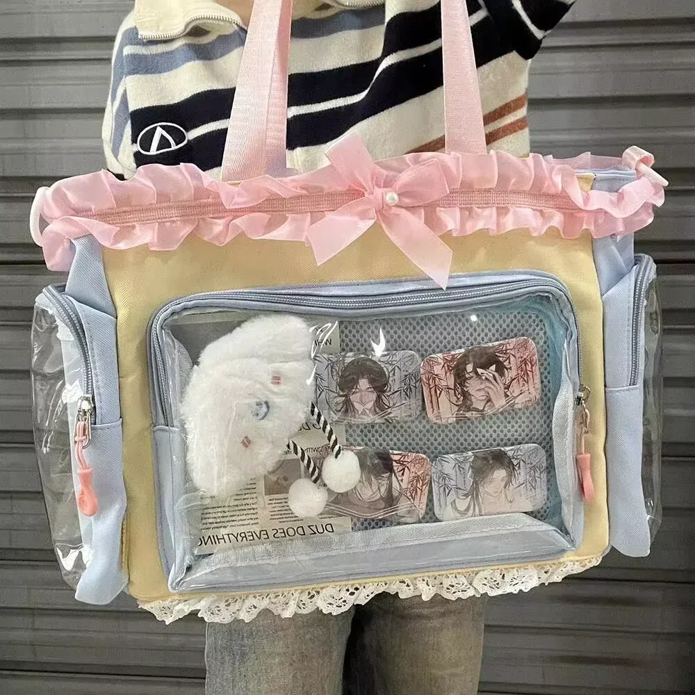 y2k mignon japonais ins ita sac lolita fille fourre-tout transparent sac à bandoulière grande capacité sac à bandoulière décontracté bricolage affichage sacs à main