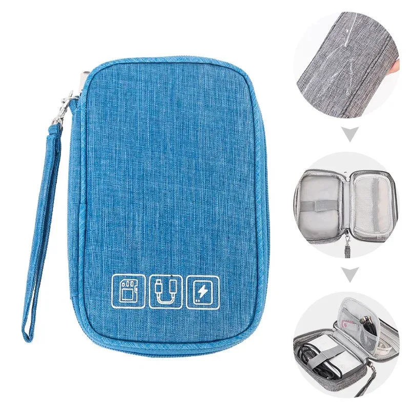sac de rangement de câbles étanche, organisateur électronique numérique, chargeur de ligne de données usb portable, sac de rangement de prise, organisateur de câbles de voyage