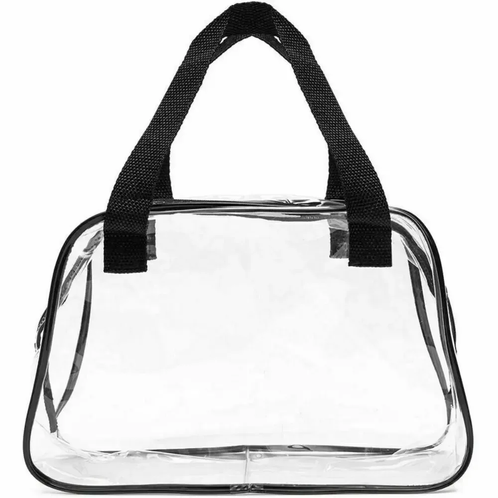 sac de toilette transparent noir pour voyage et concert, sac fourre-tout transparent approuvé pour les stades, trousse de maquillage, petit sac à main