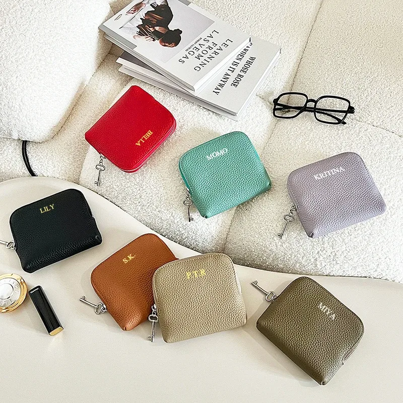sac de rangement de bijoux en cuir véritable avec lettres gravées, sac de luxe pour femmes, pour montre, bracelet, collier, bagues, porte-monnaie, portefeuille