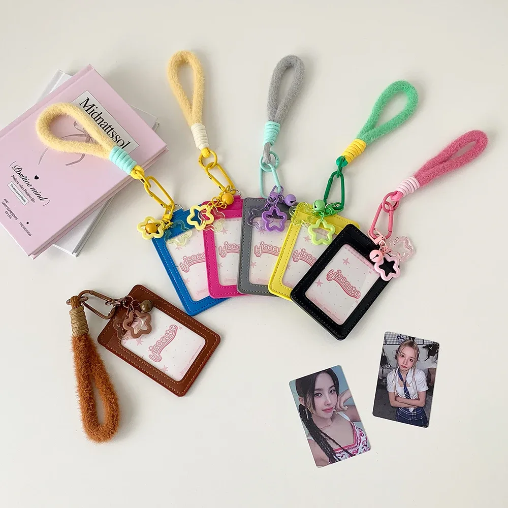 porte-cartes en corde suspendue 3 pouces, couleur unie, mode coréenne y2k, sac de rangement pour idole de fille mignonne, sac à dos pour étudiant, pendentif, porte-clés