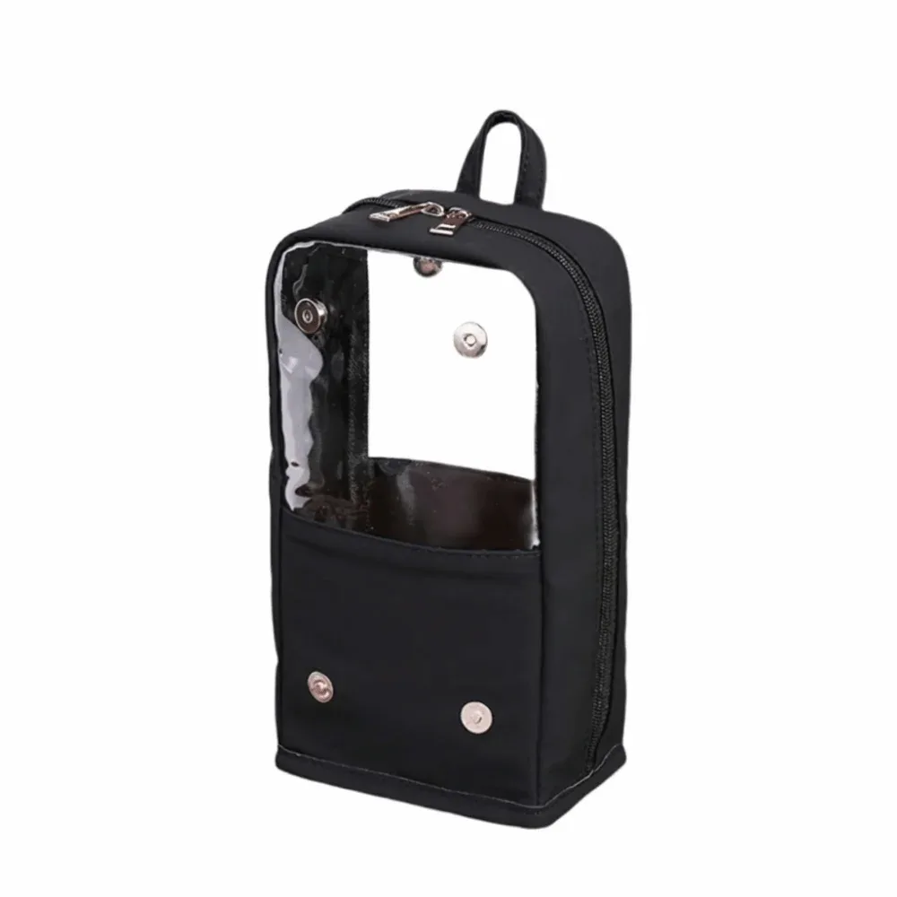 trousse de maquillage transparente imperméable avec fermeture éclair, grande capacité, poignée et conception autoportante