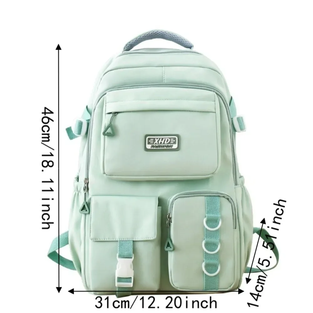 sac à dos scolaire en nylon, multi-poches, bretelles rembourrées réglables, sac à dos pour ordinateur portable, grande capacité, résistant à l'eau