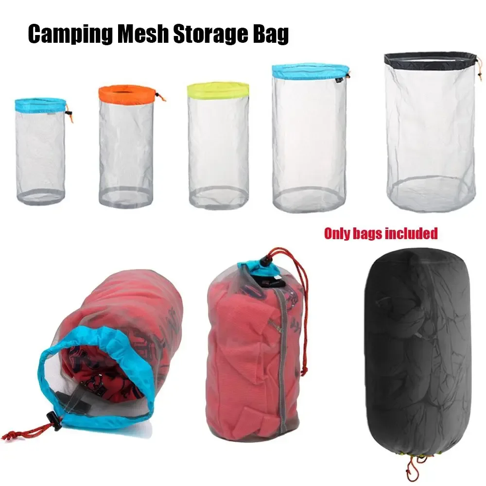 s/m/l/xl/xxl maille ultralégère outils de randonnée sac de rangement à cordon organisateur d'escalade accessoires de sport de camping sacs de voyage