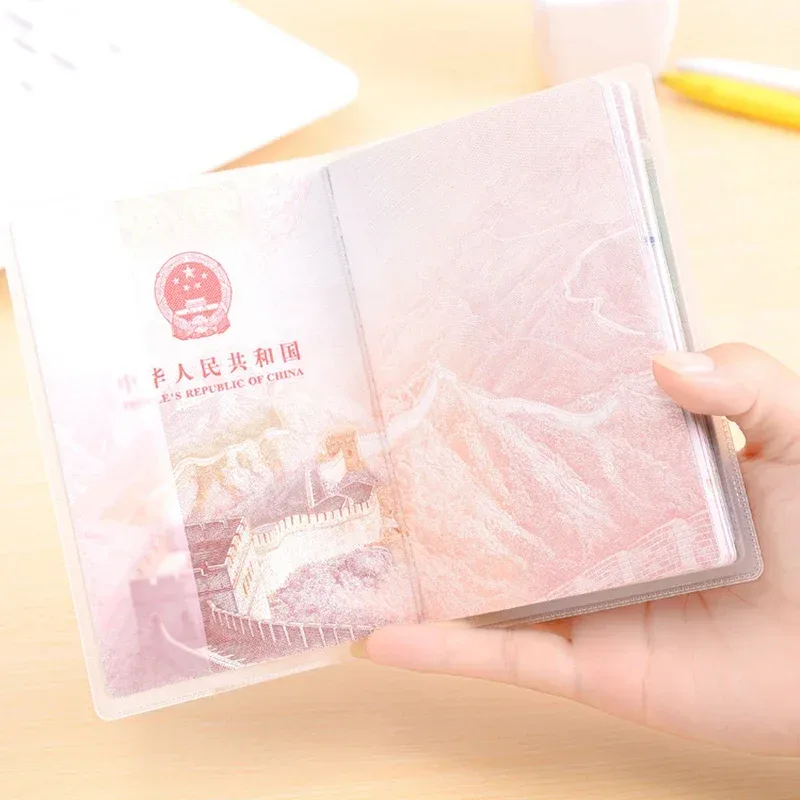 1-3pcs housse de protection pour passeport transparente givrée, étui pour documents imperméable en pvc