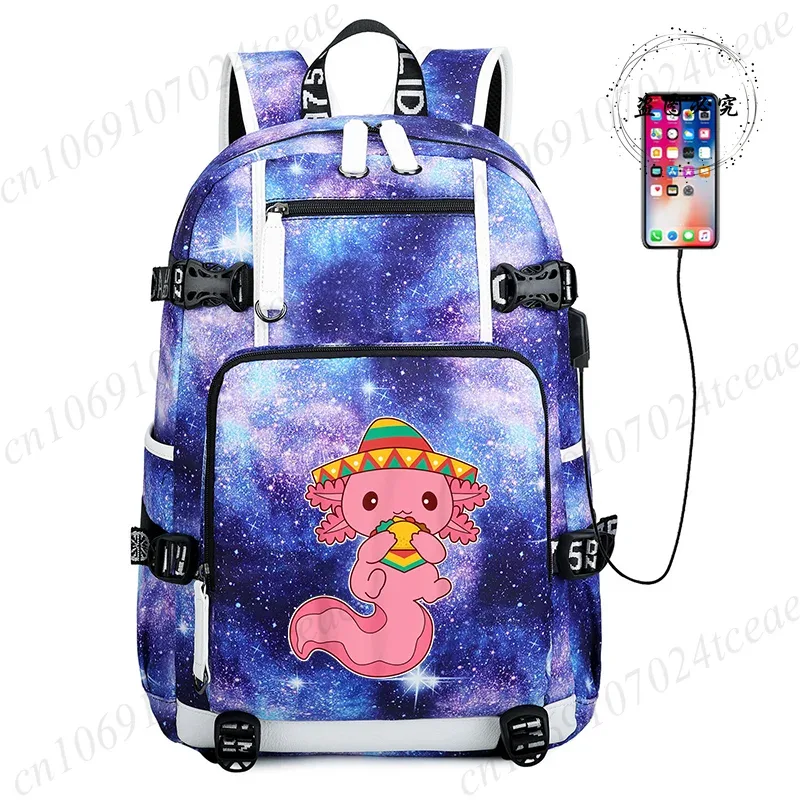 sac dos toile animaux bleu violet galaxie humour compartiment intérieur poignées latérales courbe physiologique dos usage étudiant transport matériel