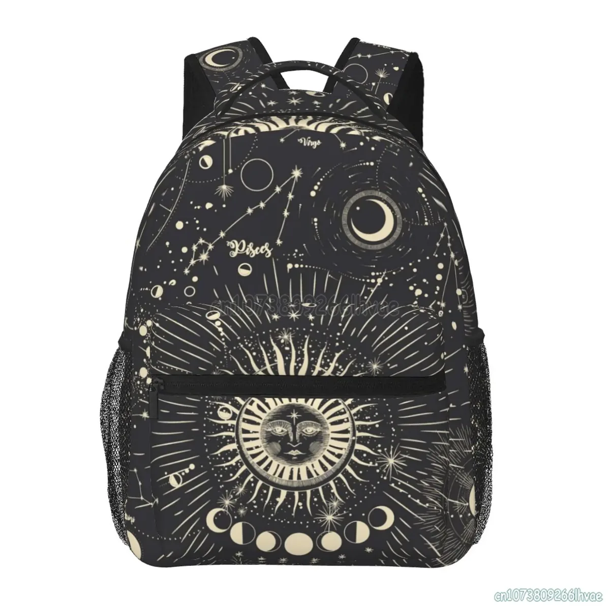 sac à dos de voyage souple unisexe, motif céleste, soleil et lune, sacs à dos gothiques mystiques, cartable pour étudiants