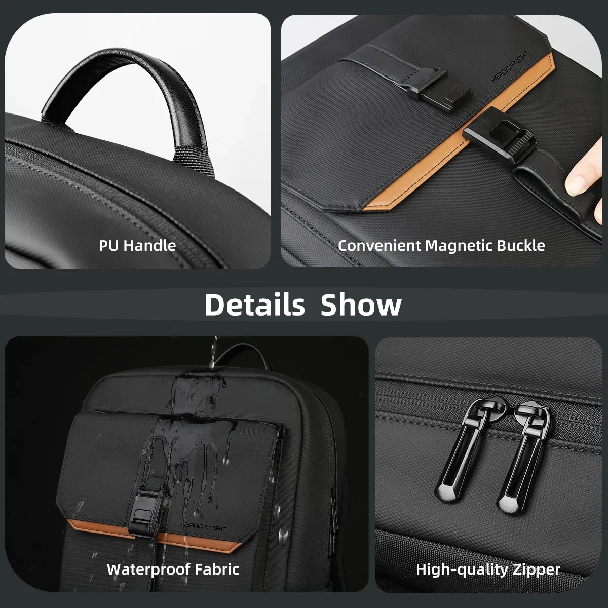 hcankcan-sac à dos de voyage étanche pour homme, sac pour ordinateur portable d'affaires, sac de travail durable, pack décontracté pour adolescent, mode 15.6