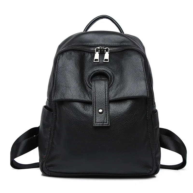 sac à dos de voyage en cuir véritable pour femme, sac à dos d'école pour adolescentes, sac à dos en peau de vache souple, mode classique, nouveau