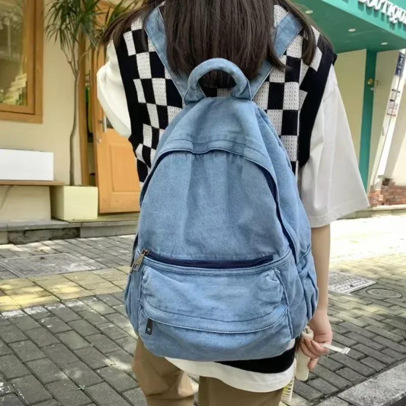 nouveau sac à dos en denim gris femmes loisirs voyage sortie sac à bandoulière femme mode cartables adapté aux garçons et aux filles mochila