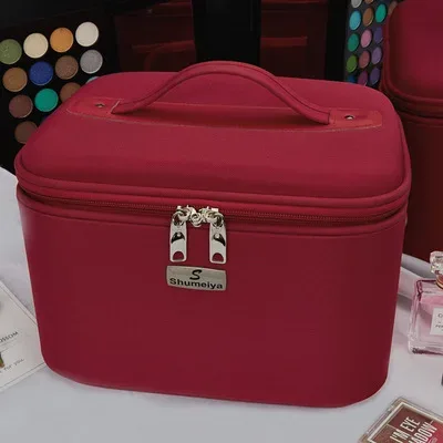 trousse à cosmétiques imperméable en tissu oxford, sac à cosmétiques multicouche de grande capacité, sac à bandoulière portable pour femme