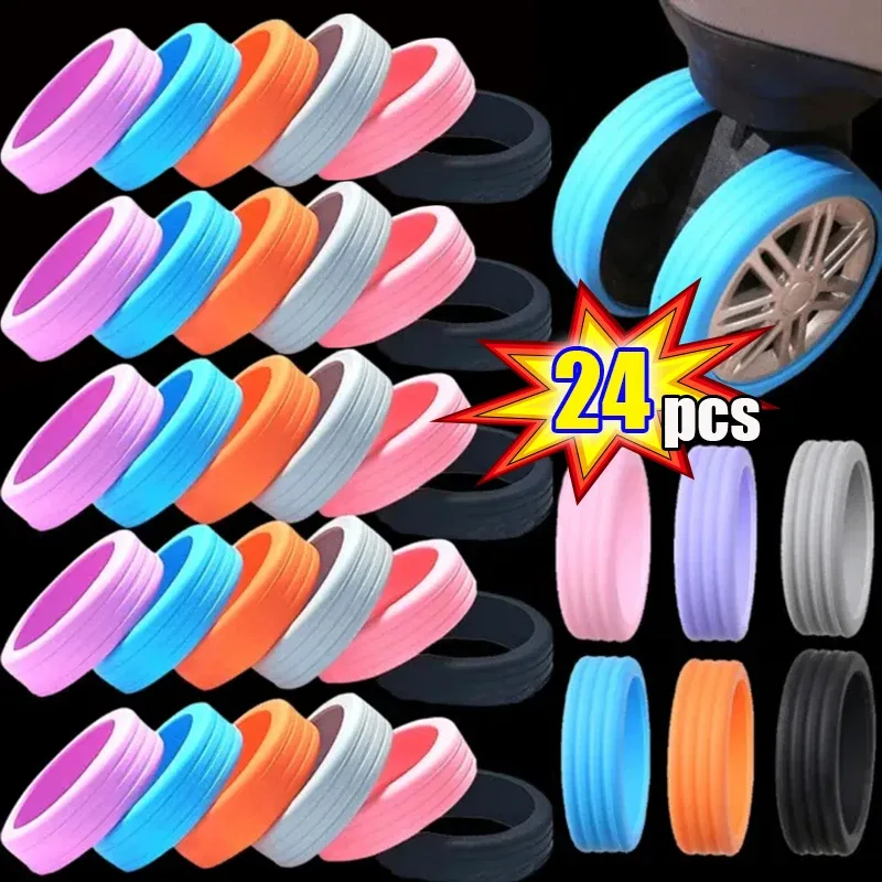 protecteur de roues de bagages en silicone, 4 à 24 pièces, roulettes, chaussures, valise de voyage, réduit le bruit, accessoires de couverture