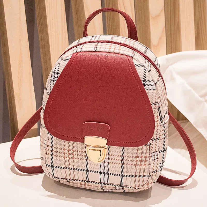 nouveau mini sac à dos bandoulière pour adolescente, sac à main à carreaux pour femme, sac à bandoulière pour téléphone, style coréen, nouveau modèle tendance pour femme