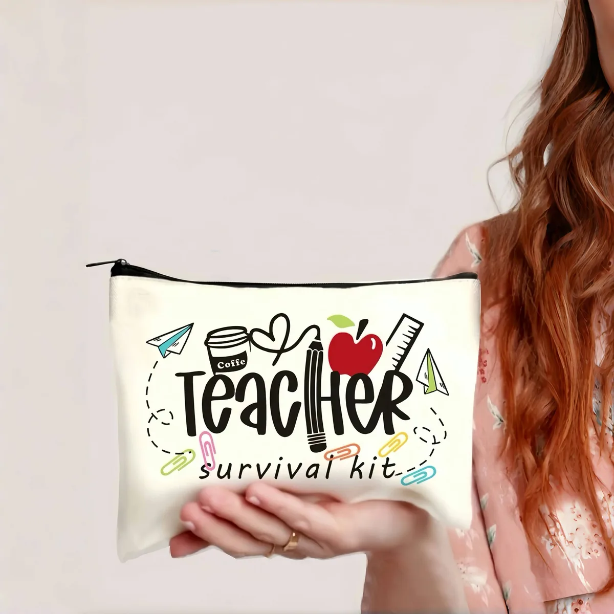 trousse à cosmétiques à thème enseignant, pochette en tissu colorée avec citations inspirantes, idéale pour le maquillage, les pièces de monnaie, la papeterie et les essentiels de voyage