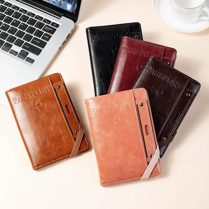 porte-passeport et portefeuille en un, antivol, anti-démagnétisation, sac de rangement multifonctionnel pour documents et cartes, porte-billets de voyage, organiseur portable pour documents professionnels et de voyage, housse de protection essentielle pour documents à l'usage de l'étranger.