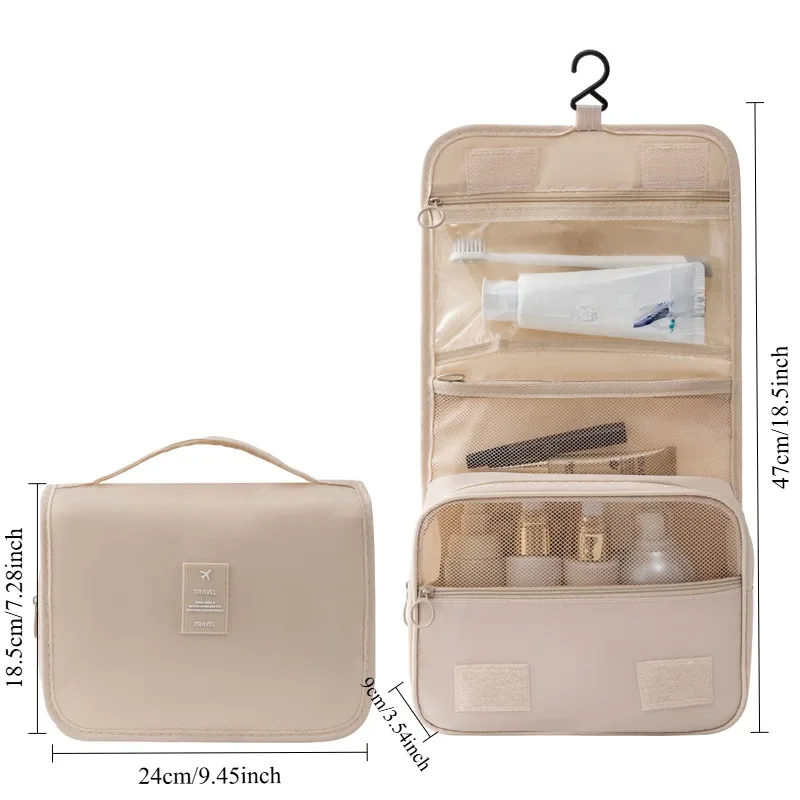 trousse de toilette suspendue pour voyages d'affaires, trousse de maquillage portable de grande capacité pour soins de la peau, sac de rangement pliable avec séparation sèche et humide