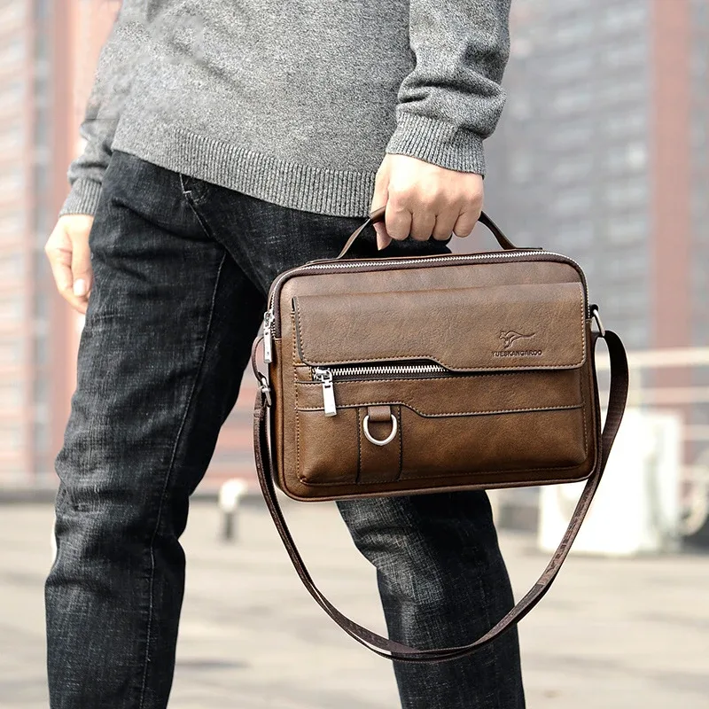 porte-documents à bandoulière en cuir pu pour hommes, fourre-tout carré d'affaires, sac à main croisé, pochette latérale carrée pour téléphone, sac à main
