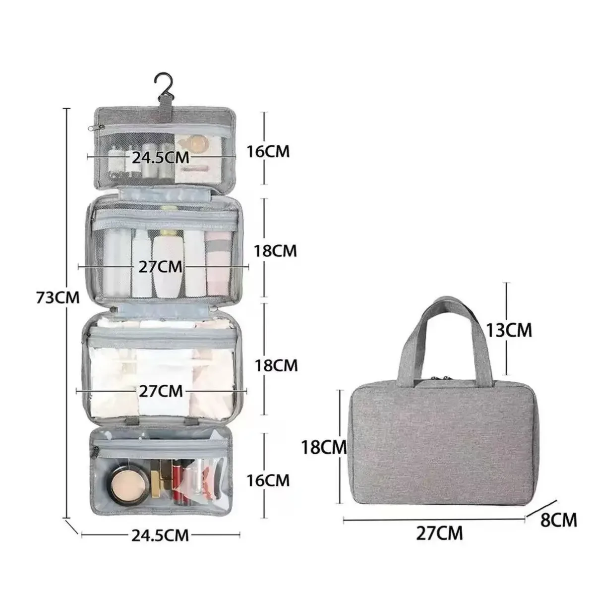 grande trousse de toilette suspendue avec crochet, étanche, pliable, sac de voyage, organiseur de maquillage, de rasoirs et de cosmétiques, accessoires de salle de bain