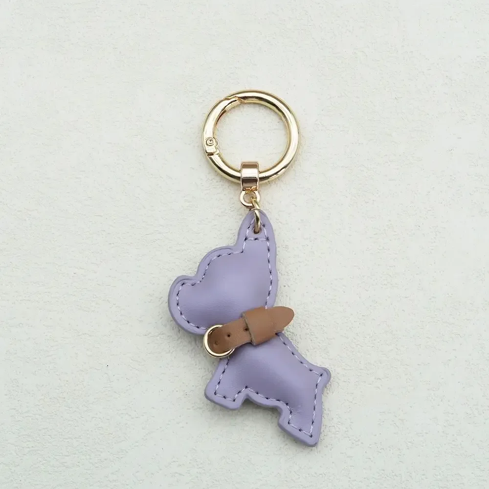 mignon bouledogue français porte-clés mignon chiot dessin animé en cuir pu chien cintre mode animal chien bouledogue sac pendentif sac à dos décoration