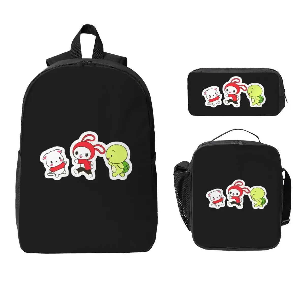 jj mikey maizen sac à dos étudiant garçons filles bookbag sac d'école ordinateur portable sacs à bandoulière 3ps sac à déjeuner isolé trousse à crayons