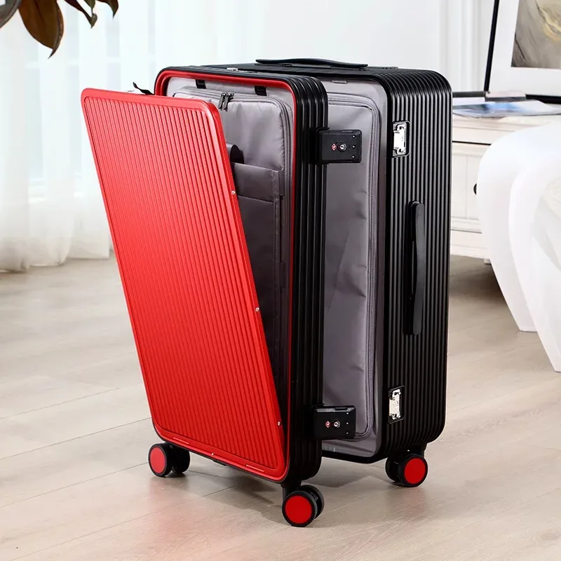 klqdzms 20 "24" 26 "28 pouces valise pour hommes tout en aluminium magnésium alliage boîte d'embarquement avant ordinateur portable boîtier de chariot bagages d'affaires