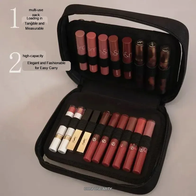 grande trousse de maquillage transparente, organiseur de rouge à lèvres et de gloss avec compartiments réglables, pour artistes professionnels