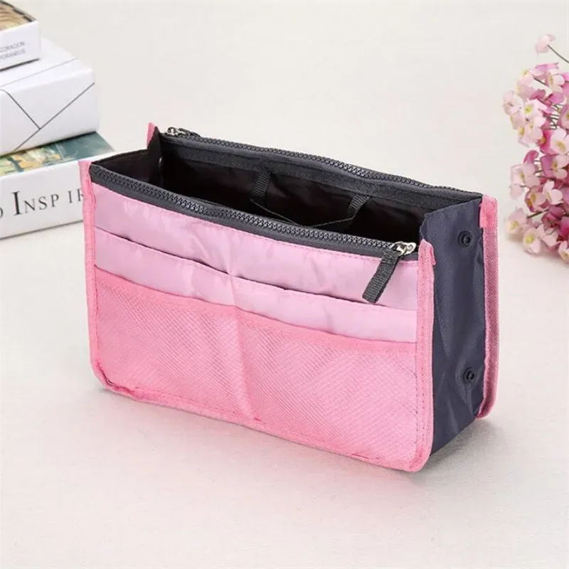 organisateur insérer sac femmes nylon voyage brosses organisateur sac à main sac à main grande doublure dame maquillage sac cosmétique pas cher femme fourre-tout
