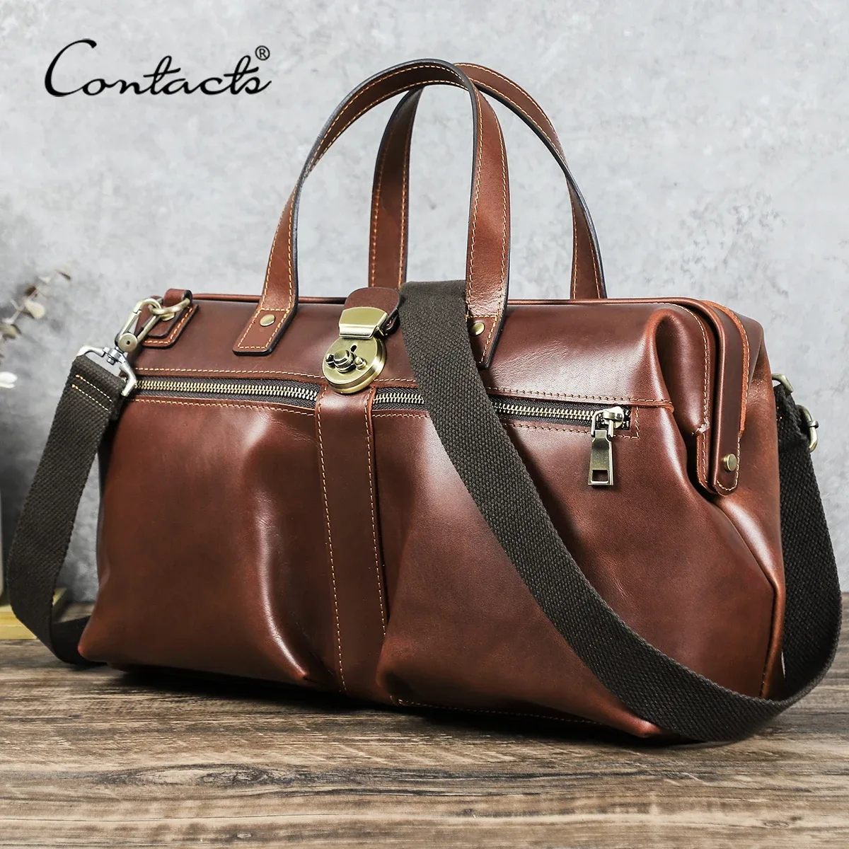 Porte documents Cuir Veritabl Cuir Vache Beige Loquet Poignée Souple 14 Pouces Hommes Commerce