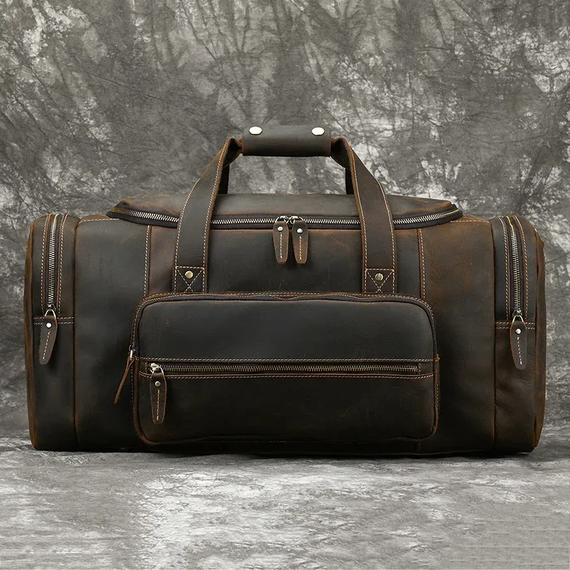 sac à bagages en cuir de grande capacité pour hommes, sac de voyage masculin, sacs de sport, sacs de week-end sur les bagages, sacs à main de nuit