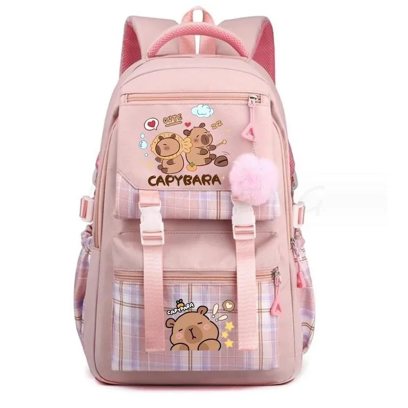 sac à dos imprimé capybara pour femmes, pour ordinateur portable, grande capacité, cartable d'école pour filles et adolescentes, 4 couleurs, cadeau
