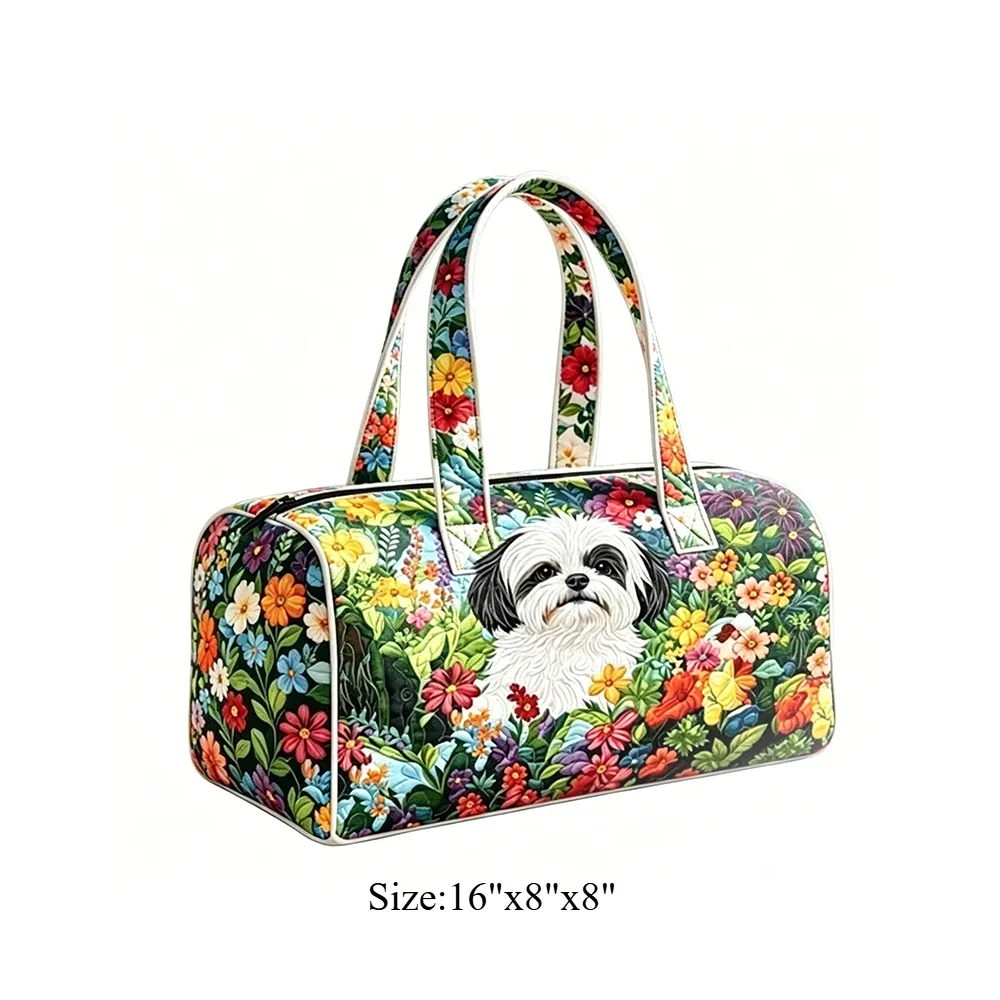 sac matelassé floral vintage style bohème pour femme, sac de voyage artistique pour halloween, sac de week-end pour amoureuses des animaux, sac de nuit