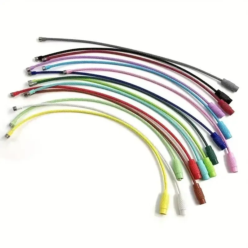 réinitialisation d'étiquette de bagage en fil d'acier inoxydable coloré, durable, facile à installer, parfait pour le voyage et les déchets, 10 pièces