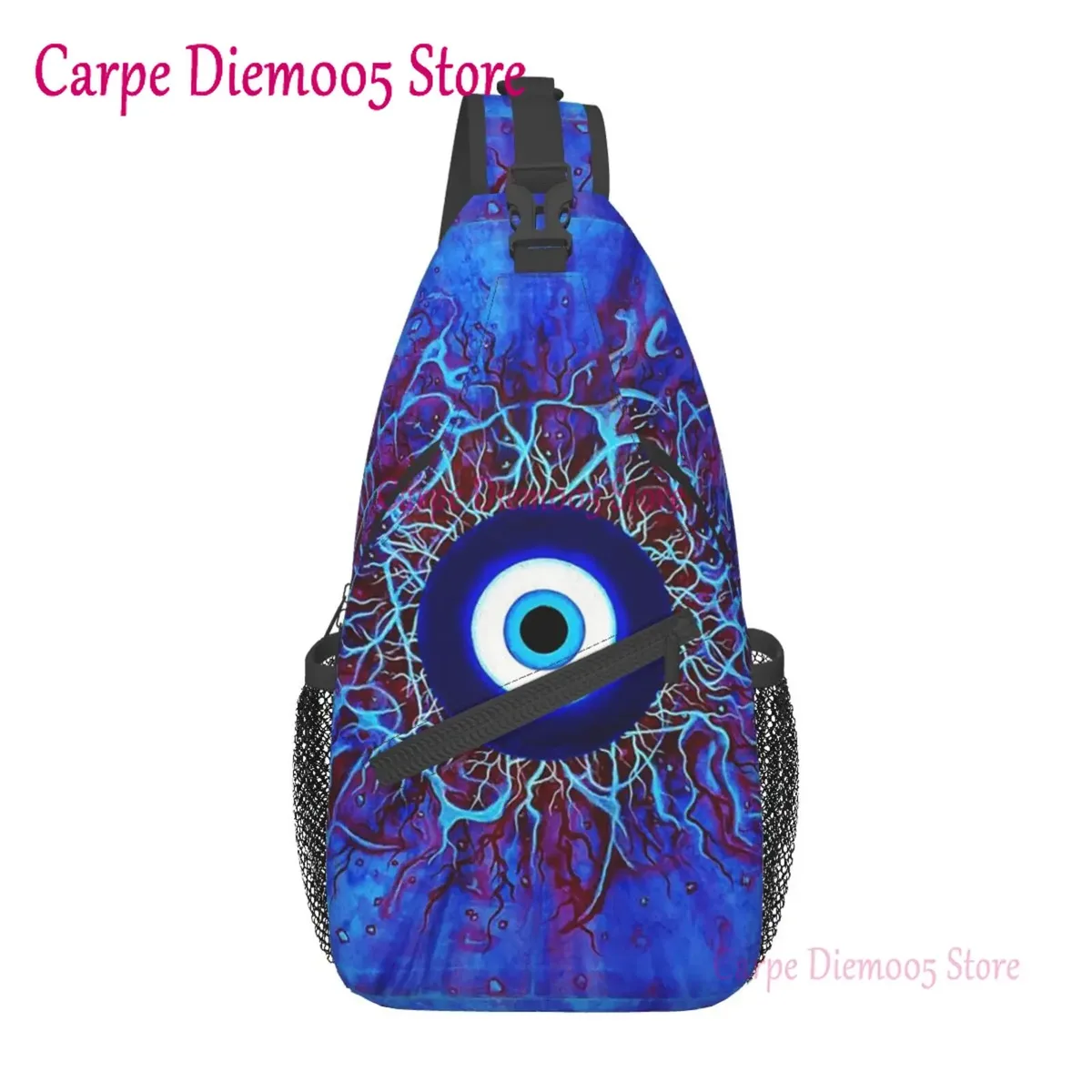 sac à bandoulière bleu marine et aqua nazar pour hommes, sac à dos porte-bonheur mauvais œil, sac de poitrine pour randonnée