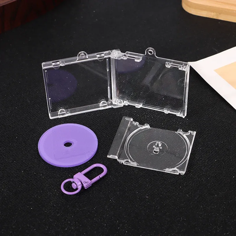 porte-clés album souvenir vierge, mini étui cd, breloque en forme de lecteur cd, breloques diy pour sac à dos