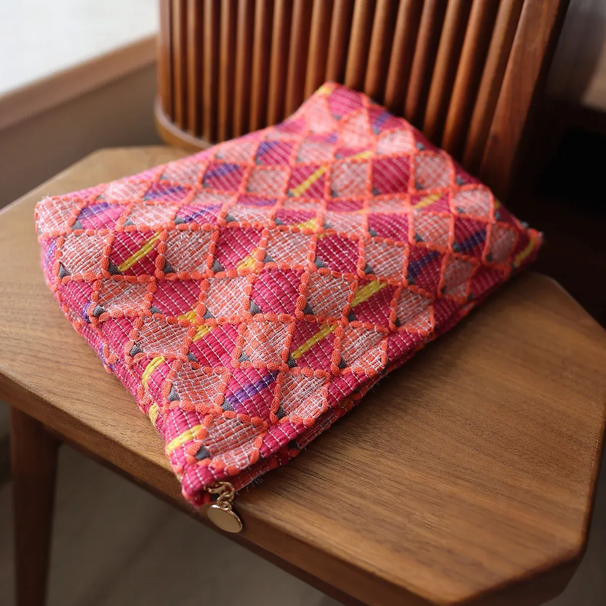 sac à cosmétiques à la mode avec grille de diamant rouge, grande capacité, fermeture éclair, cadeau d'anniversaire et de nouvel an, sac de rangement 600, trousse de toilette de voyage