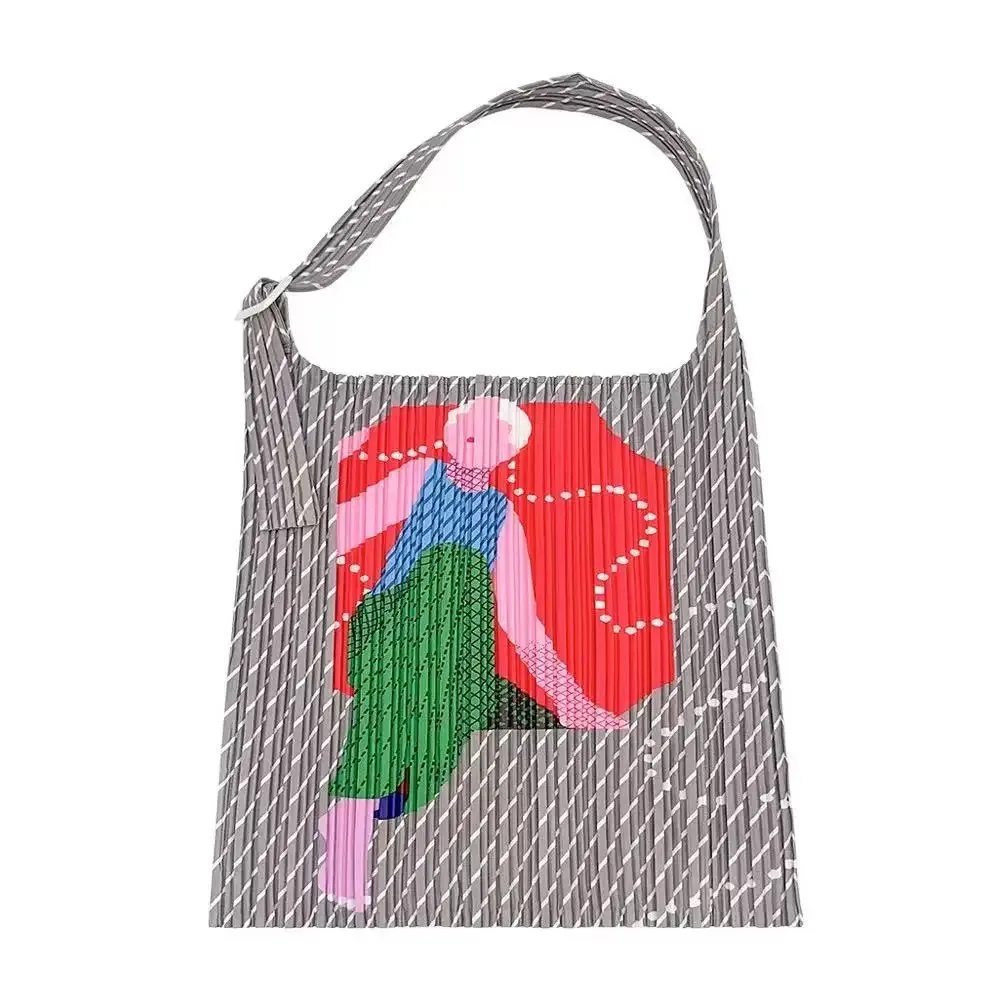 le nouveau sac à main plissé pour femme de miyake avec impression est un sac à bandoulière unique pratique pour le shopping