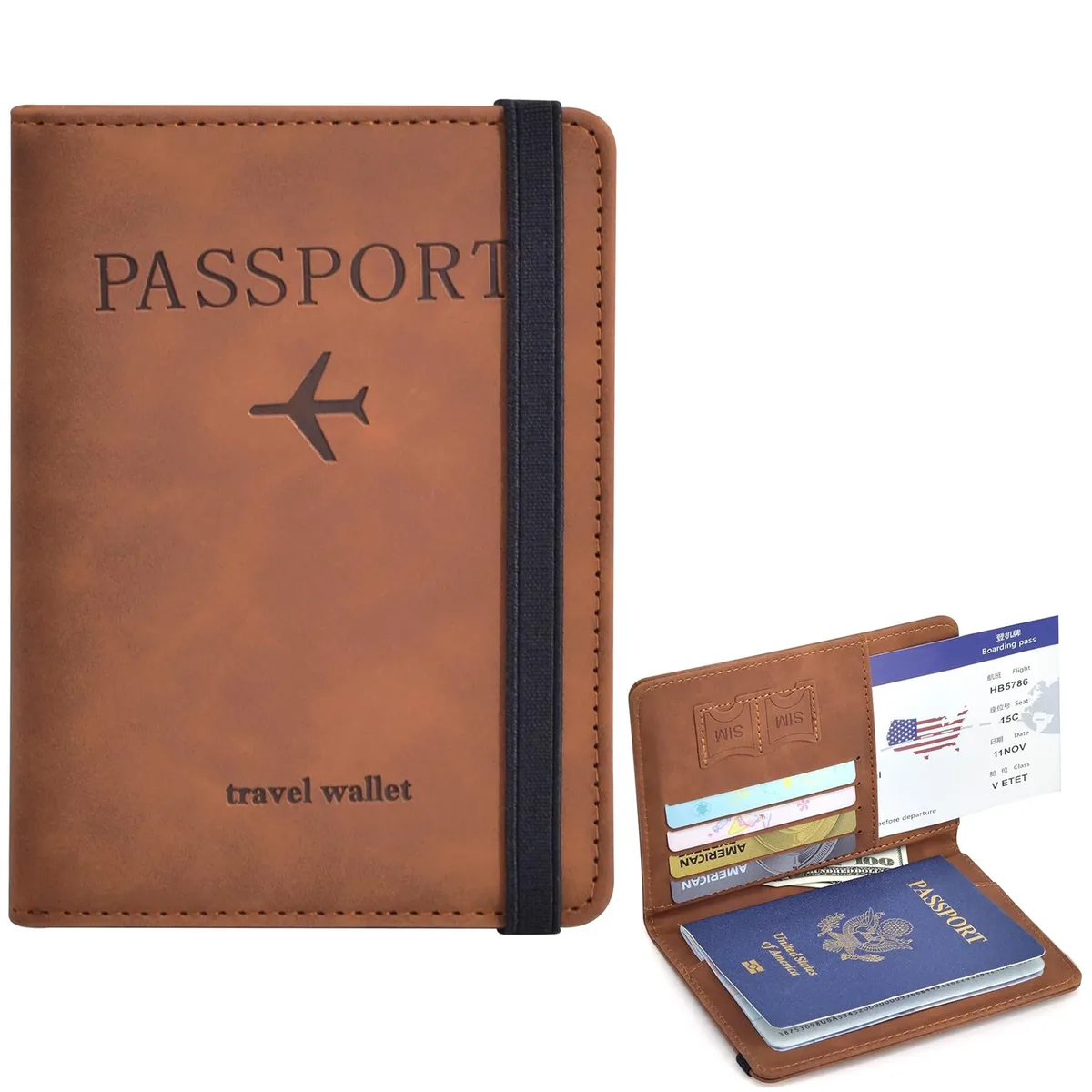 porte-passeport pour voyage essentials, étui portefeuille pour accessoires de voyage, porte-livres de passeport pour femmes/hommes