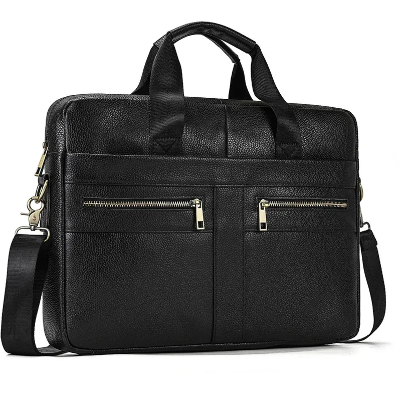luufan-sac à main d'affaires en cuir véritable pour homme, sac pour ordinateur portable 15 ", étui à bombes pour homme, sac pour document a4, message lancé, sac d'ordinateur, fourre-tout de travail